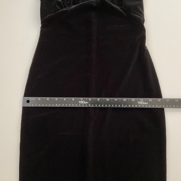 Vtg Faith Couture Velvet Maxi Dress Sz S Black VNeck Back Slit Demure Event Y2K - Picture 7 of 11